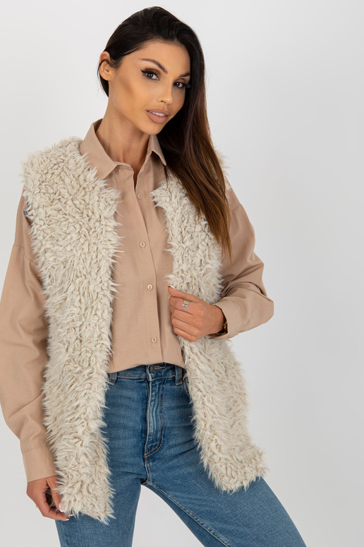 Bēša kažokādas veste ar kabatām Sybille