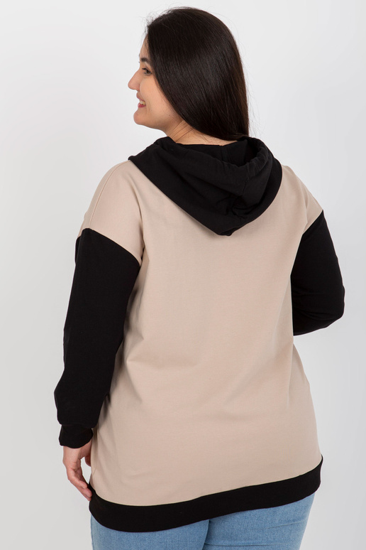 Bēša un melna liela izmēra kapuce