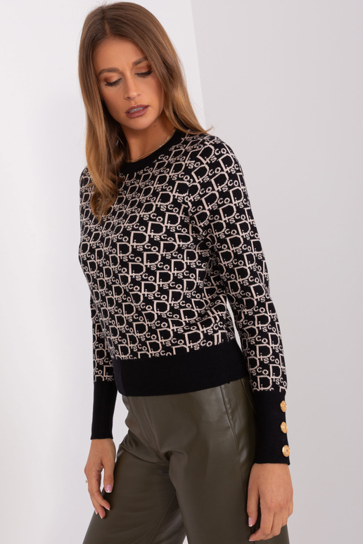 Džemperis-AT-SW-2342.46P-melns-bēšs