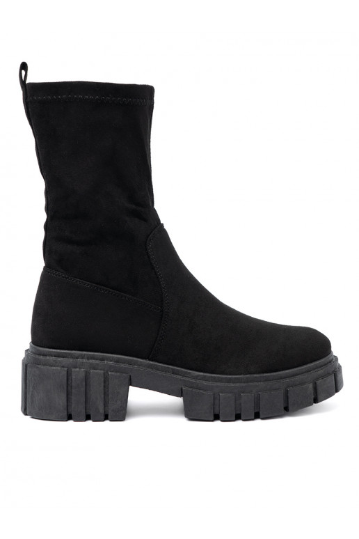 Sieviešu melni zamšādas zābaki Sieviešu melni zamšādas zābaki