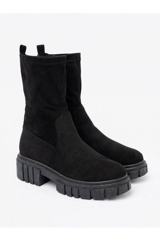 Sieviešu melni zamšādas zābaki Sieviešu melni zamšādas zābaki