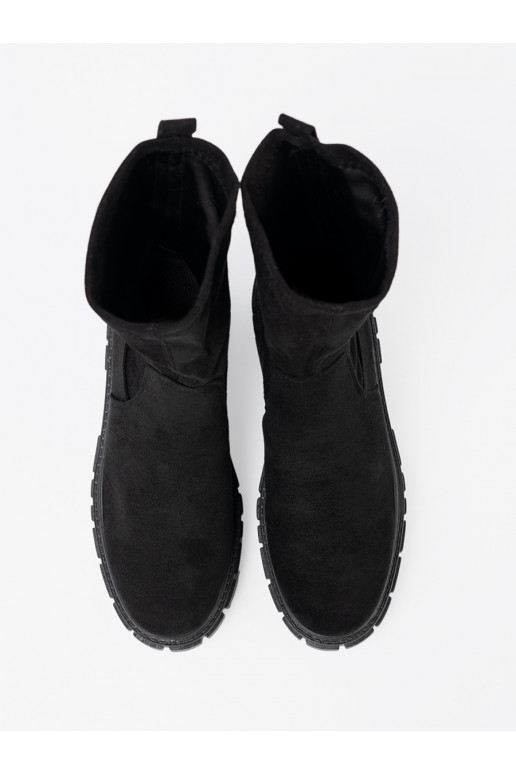 Sieviešu melni zamšādas zābaki Sieviešu melni zamšādas zābaki