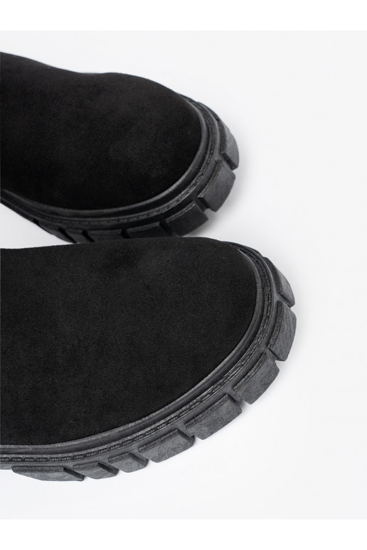 Sieviešu melni zamšādas zābaki Sieviešu melni zamšādas zābaki