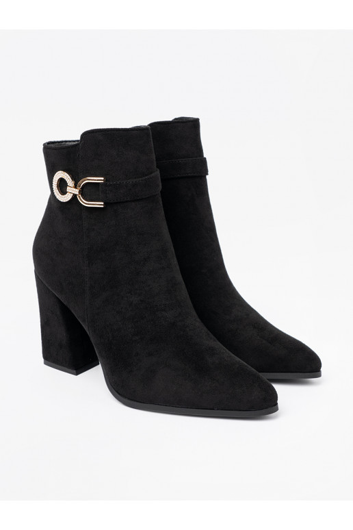 Eleganta stila Melnas krāsas zābaki z biżuteryjnym akcentem