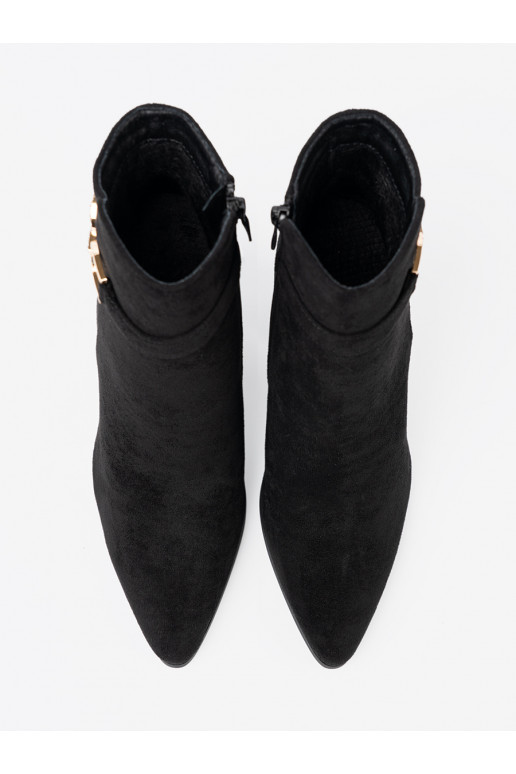 Eleganta stila Melnas krāsas zābaki z biżuteryjnym akcentem