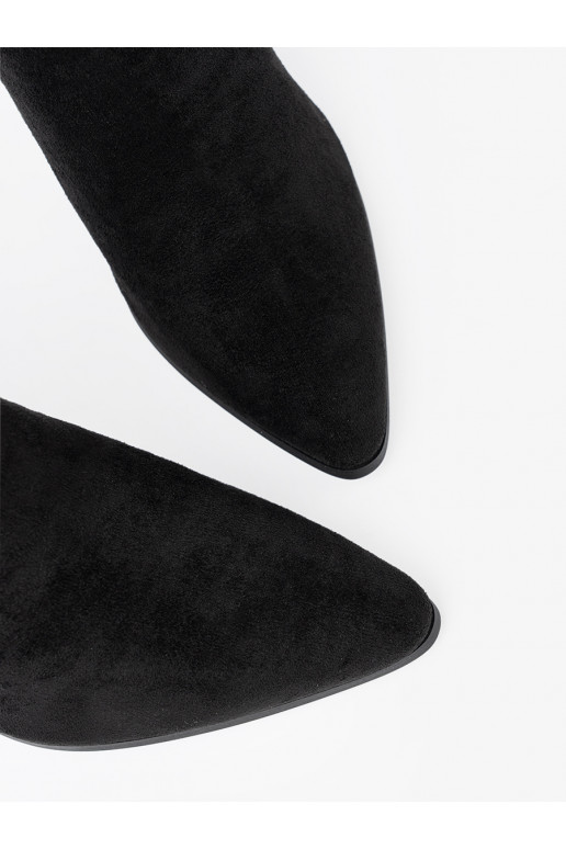 Eleganta stila Melnas krāsas zābaki z biżuteryjnym akcentem