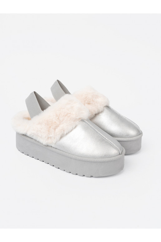 Sudraba krāsas Sieviešu sniega zābaki ar kažokādu i platformą