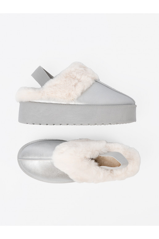 Sudraba krāsas Sieviešu sniega zābaki ar kažokādu i platformą