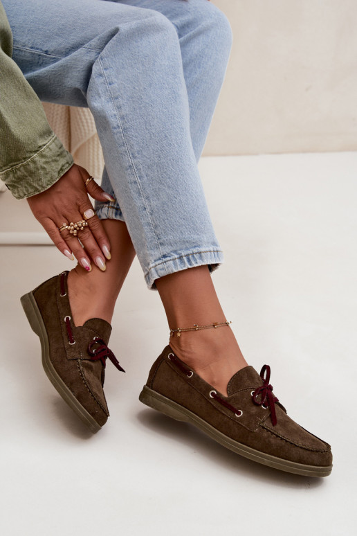 apavi sieviešu mokasīni ar stilīgām detaļām haki krāsas Calivra apavi sieviešu mokasīni ar stilīgām detaļām haki krāsas Calivra