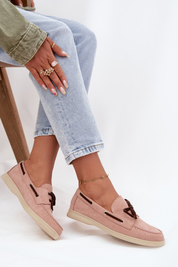 apavi sieviešu mokasīni ar stilīgām detaļām Gaiši sārtas krāsas Calivra