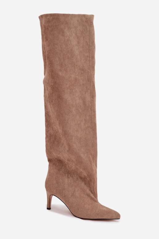 sieviešu garie zābaki ar papēdi  smilšu krāsas Mavilla