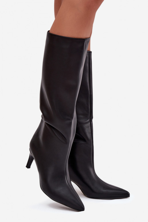 sieviešu garie zābaki  siltināti ar papēdi Melns Olivienne sieviešu garie zābaki  siltināti ar papēdi Melns Olivienne