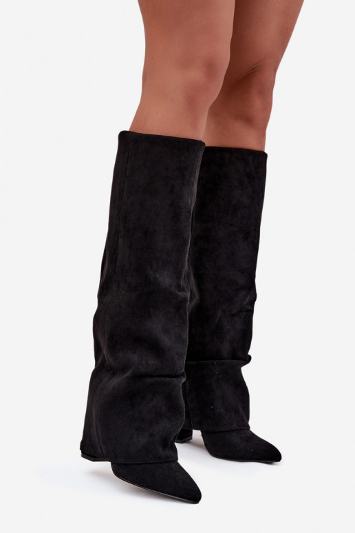 siltināti sieviešu garie zābaki Z Wywiniętą Cholewką ar papēdi owe Melns Elivira siltināti sieviešu garie zābaki Z Wywiniętą Cholewką ar papēdi owe Melns Elivira