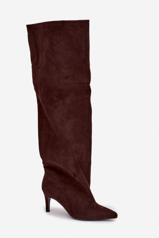 sieviešu garie zābaki ar papēdi  Czekoladowe Mavilla