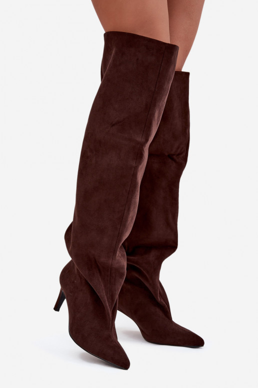 sieviešu garie zābaki ar papēdi  Czekoladowe Mavilla