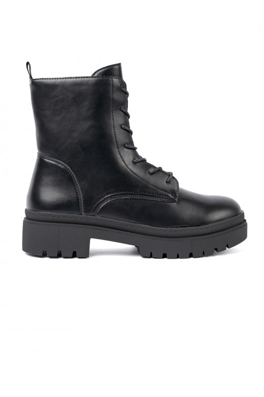 Sieviešu melni šņorējami zābaki