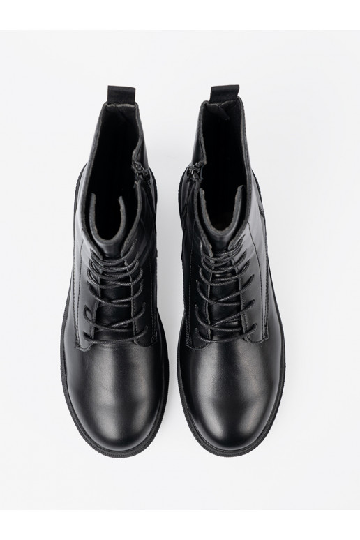 Sieviešu melni šņorējami zābaki