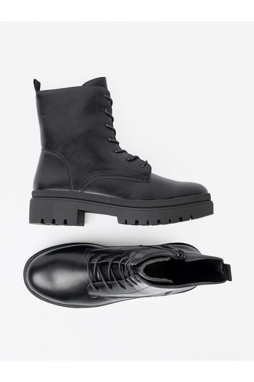 Sieviešu melni šņorējami zābaki