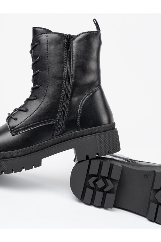 Sieviešu melni šņorējami zābaki