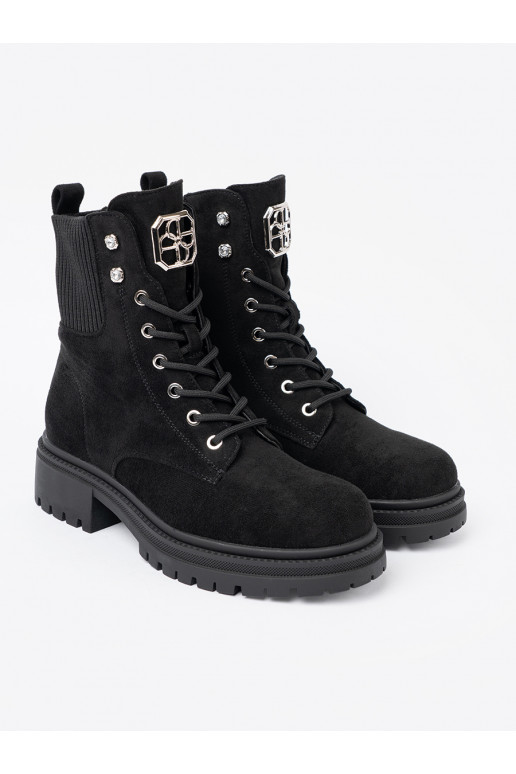 Eleganta stila Melnas krāsas zābaki z błyszczącymi kryształkami