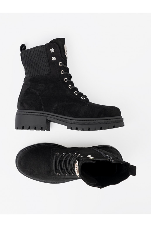 Eleganta stila Melnas krāsas zābaki z błyszczącymi kryształkami