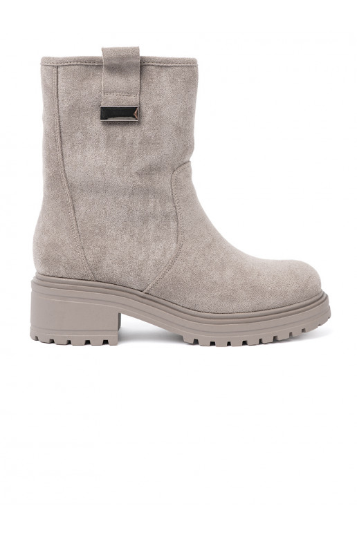  pelēkas krāsas zābaki na masywnej podeszwie