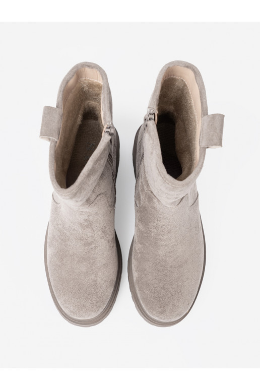  pelēkas krāsas zābaki na masywnej podeszwie