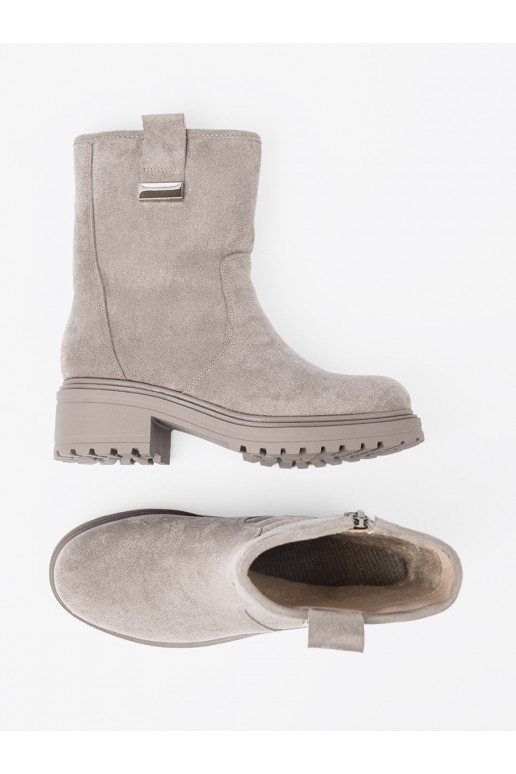  pelēkas krāsas zābaki na masywnej podeszwie