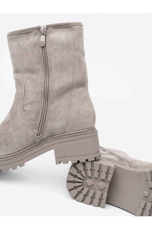  pelēkas krāsas zābaki na masywnej podeszwie