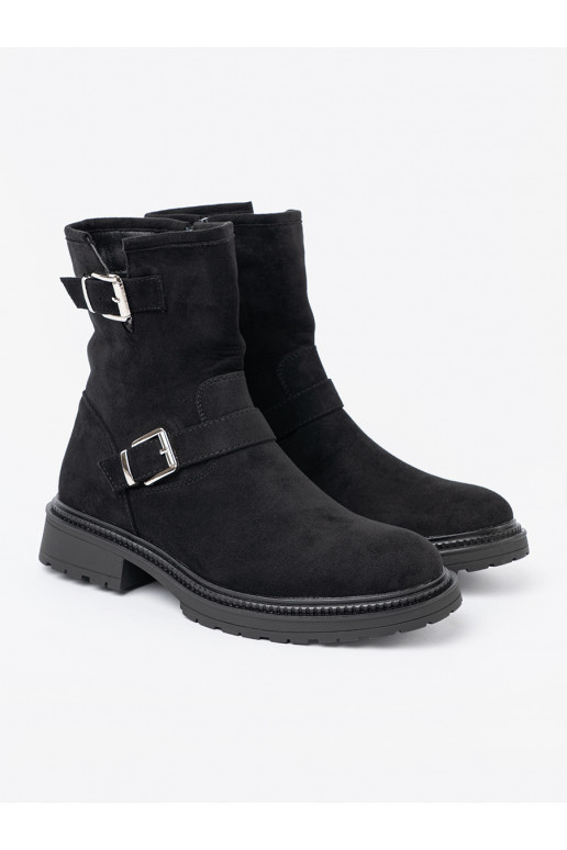 Nowoczesne Melnas krāsas zābaki ze mi klamrami