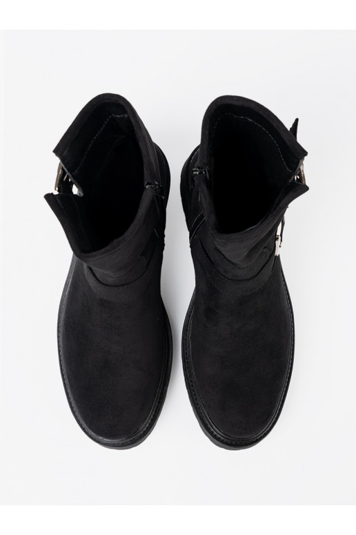 Nowoczesne Melnas krāsas zābaki ze mi klamrami