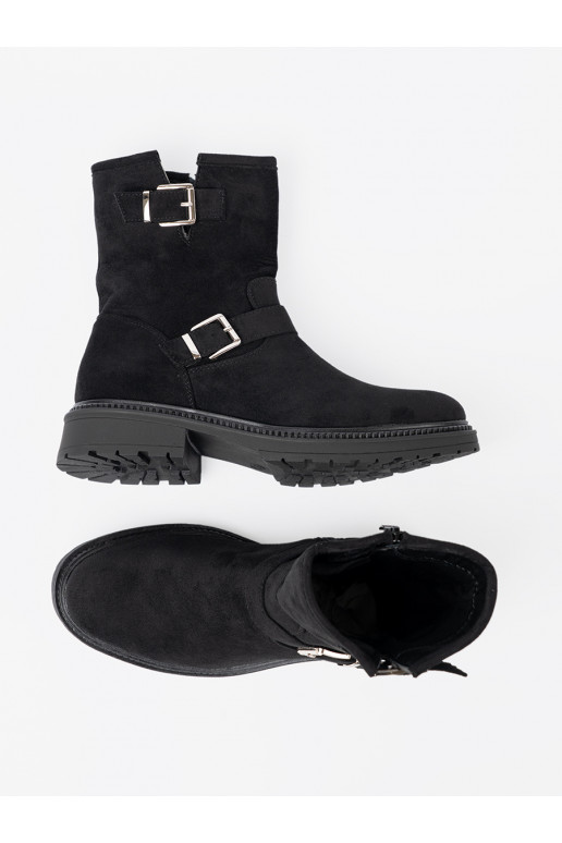 Nowoczesne Melnas krāsas zābaki ze mi klamrami