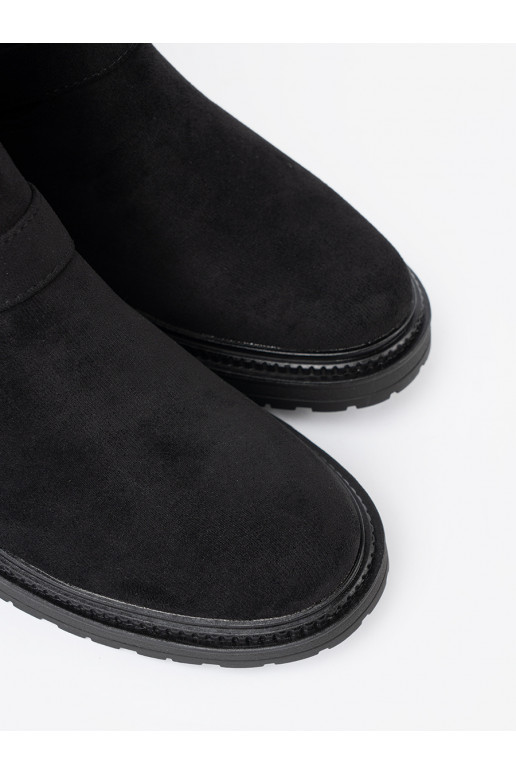 Nowoczesne Melnas krāsas zābaki ze mi klamrami