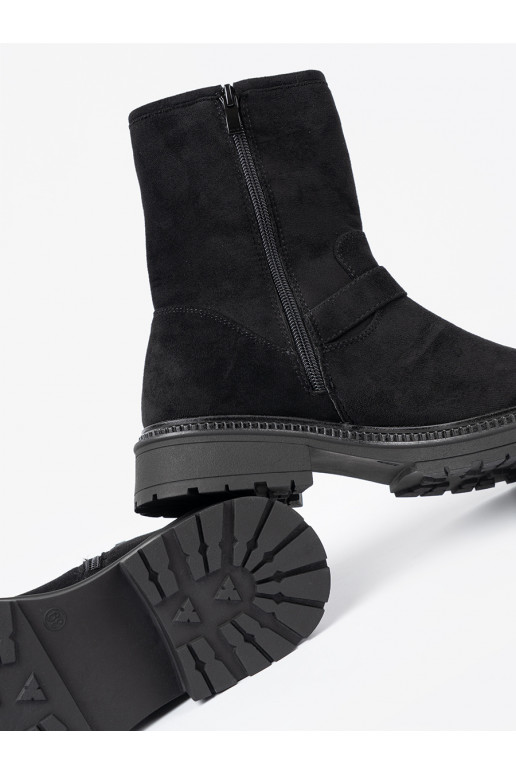 Nowoczesne Melnas krāsas zābaki ze mi klamrami