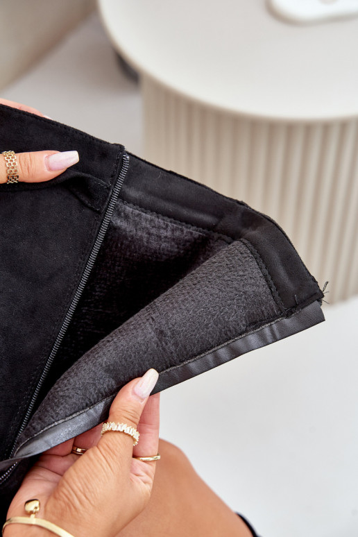 sieviešu garie zābaki owe Z Wywiniętą Cholewką ar papēdi Melns Bralise