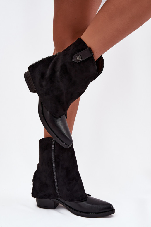 siltināti kovboju stila puszābaki ar papēdi Melns Sylvette