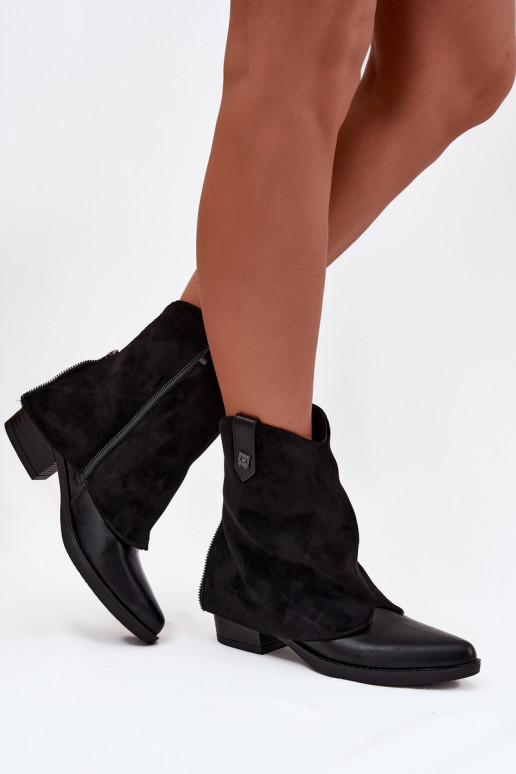 siltināti kovboju stila puszābaki ar papēdi Melns Sylvette