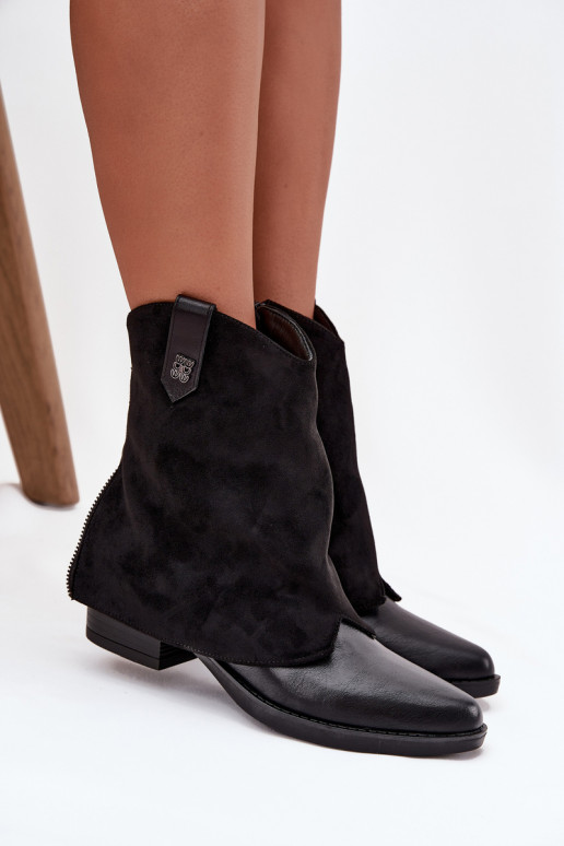 siltināti kovboju stila puszābaki ar papēdi Melns Sylvette