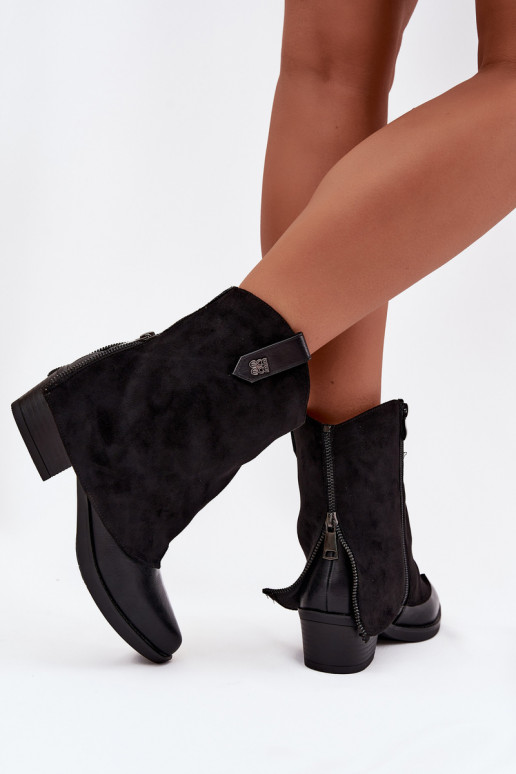 siltināti kovboju stila puszābaki ar papēdi Melns Sylvette