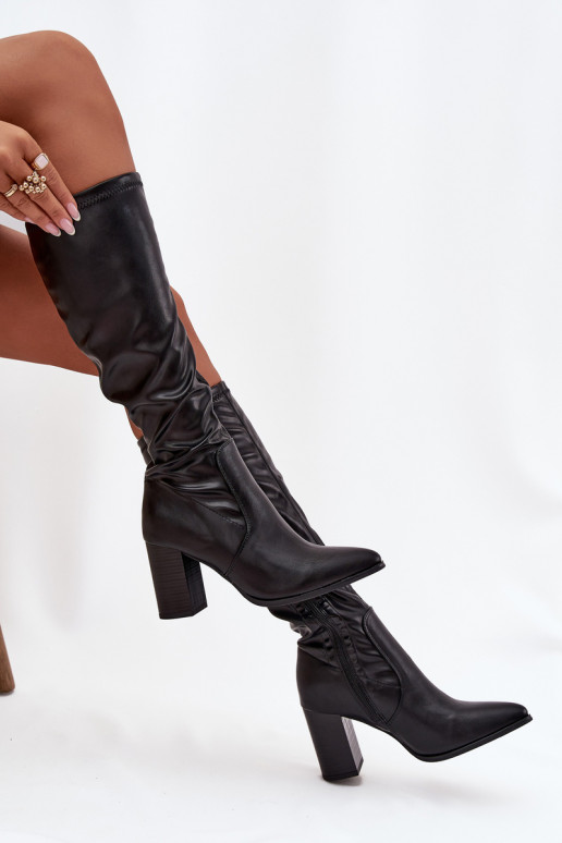 sieviešu garie zābaki ar papēdi Vinceza 16511 Melns