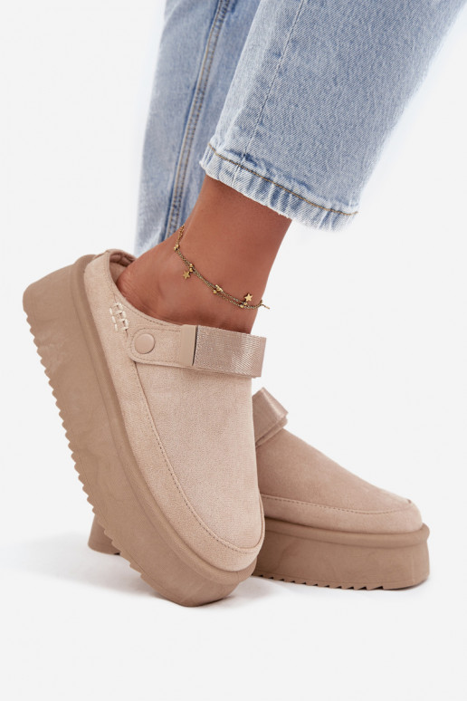 sniega apavi  ar platformu Z ar lipīgām aizdarēmem Ziloņkaula krāsas Jorielle