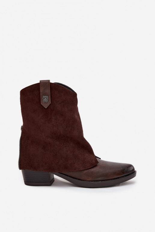 siltināti kovboju stila puszābaki ar papēdi Czekoladowe Sylvette