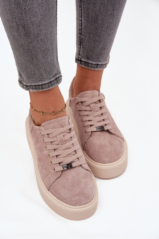zamšādas  modeļa apavi  ar platformu Vinceza 79578 smilšu krāsas