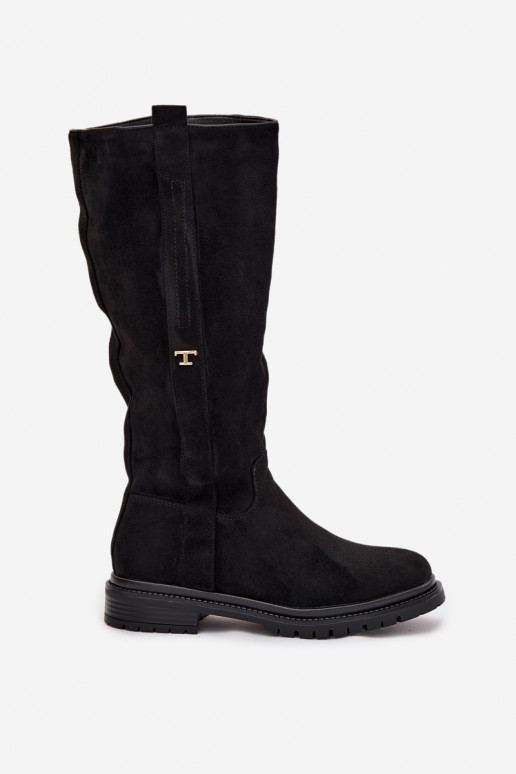 Sieviešu garie zābaki Na płaskim Obcasie owe Melns Delyssa