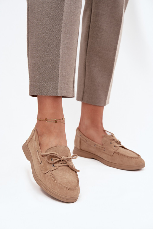 apavi sieviešu mokasīni zempapēžu ar stilīgām detaļām smilšu krāsas Zalina apavi sieviešu mokasīni zempapēžu ar stilīgām detaļām smilšu krāsas Zalina