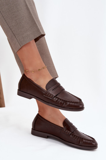 apavi Mokasīni  no eko ādas brūnas krāsas Lilith