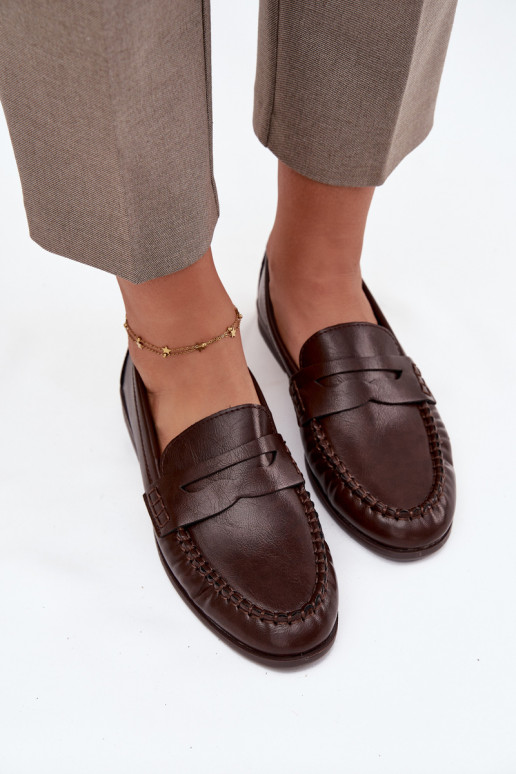 apavi Mokasīni  no eko ādas brūnas krāsas Lilith apavi Mokasīni  no eko ādas brūnas krāsas Lilith