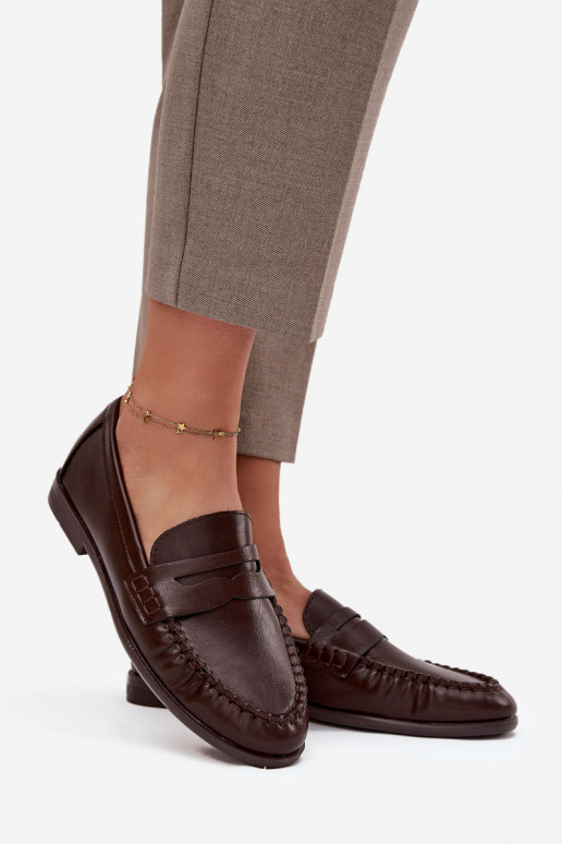 apavi Mokasīni  no eko ādas brūnas krāsas Lilith apavi Mokasīni  no eko ādas brūnas krāsas Lilith