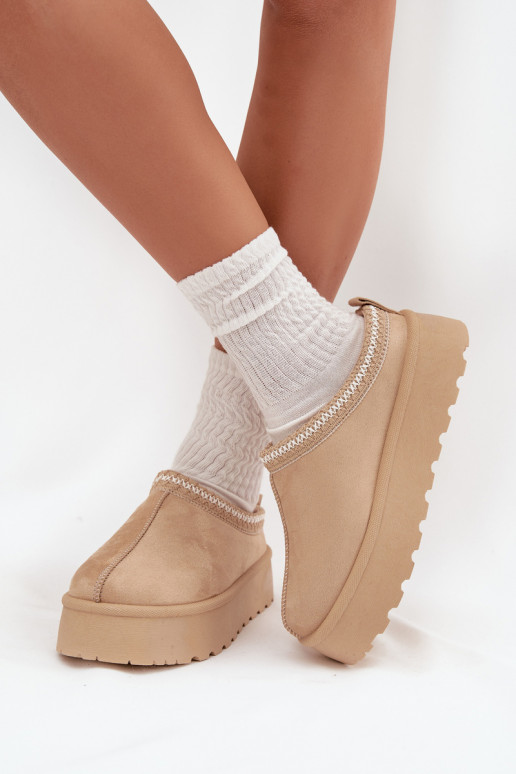 Ziloņkaula krāsas Ījungtarirya zemapavi sieviešu sniega zābaki ar platformu un kažokādu