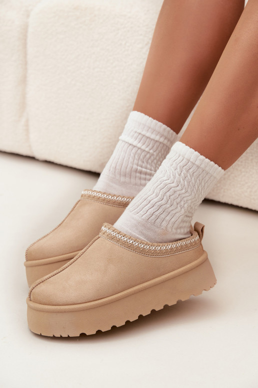 Ziloņkaula krāsas Ījungtarirya zemapavi sieviešu sniega zābaki ar platformu un kažokādu